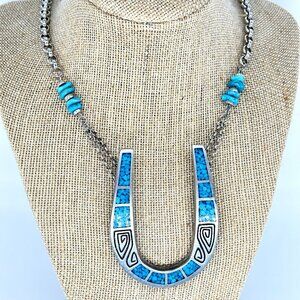 Western Necklace, Horseshoe Necklace, Turquoise Necklace (SOLD)